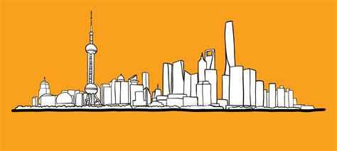Shanghai skyline freehand drawing sketch on white background. 3224928 ...