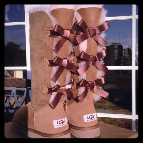 UGGS Bailey Bow Tall Authentic Bailey Bow brown chestnut UGGS with ...