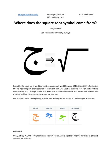 (PDF) Where does the square root symbol come from?
