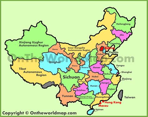 Administrative map of China - Ontheworldmap.com