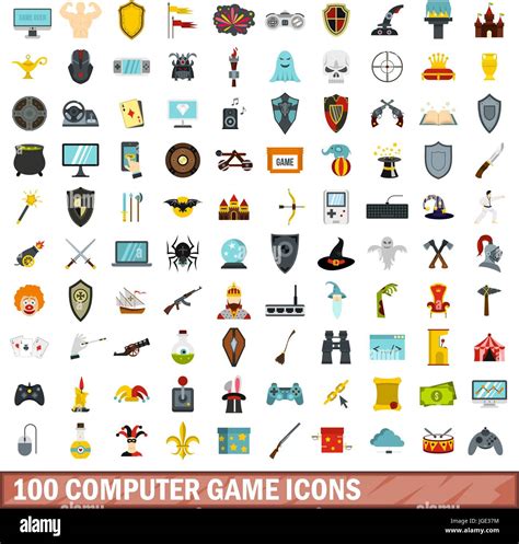 100 computer game icons set, flat style Stock Vector Image & Art - Alamy