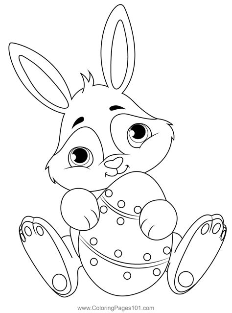 Cute Easter Bunny With Egg Coloring Page for Kids - Free Easter Printable Coloring Pages Online ...