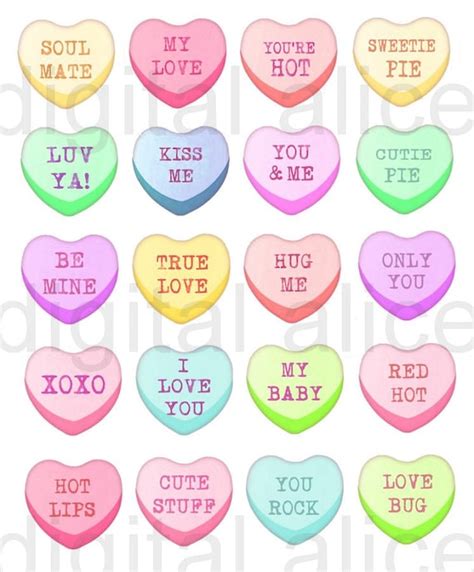 Printable Candy Hearts