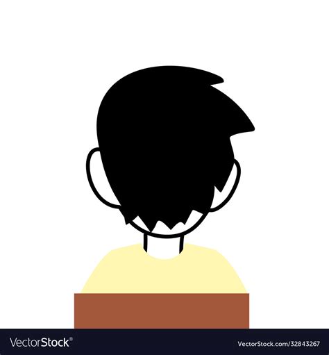 Cartoon boy head from behind Royalty Free Vector Image