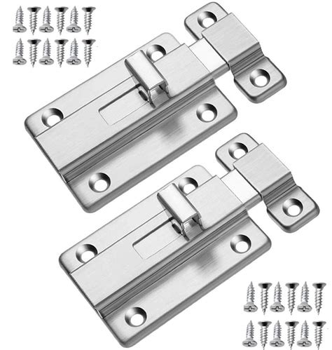 Buy Door Bolts, 2 Pieces Stainless Steel Latch Sliding Door Lock, Surface ed Slide Bolt for All ...