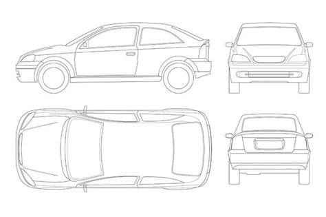 Sedan Car in lines. Isolated car, template for car branding and ...