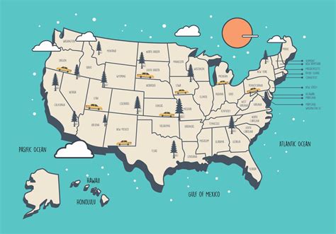 United States Landmark Map Vector 225573 Vector Art at Vecteezy