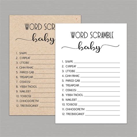 BABY WORD SCRAMBLE Game Word Scramble Baby Shower Game Baby | Etsy