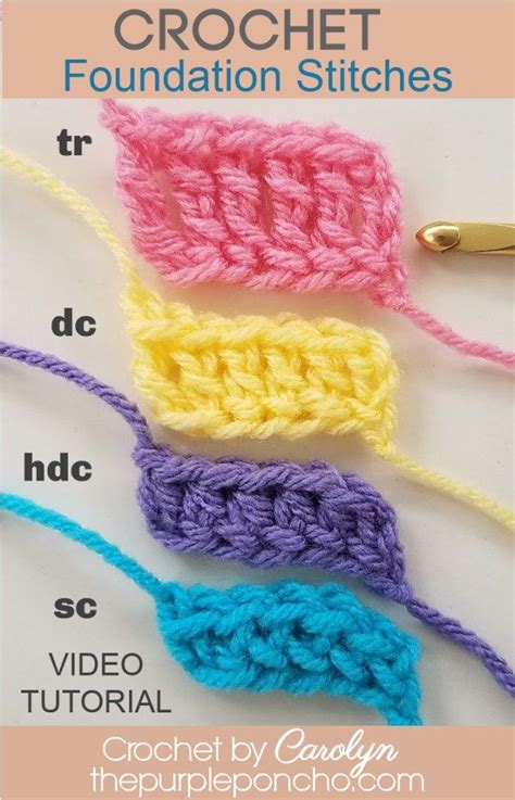 How To Crochet Foundation Stitches - The Purple Poncho | Crochet basics ...