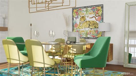 Green With Envy In A Glamorous Dining Room - Dining Room Design Ideas & Photos
