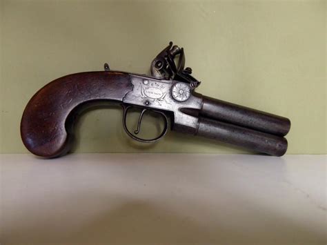 18TH C FLINTLOCK DOUBLE BARREL PISTOL - Miscellaneous