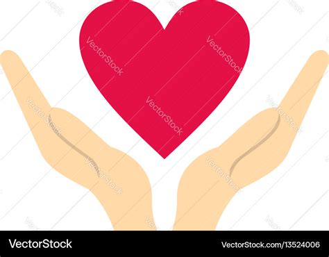 Hands holding heart icon flat style Royalty Free Vector