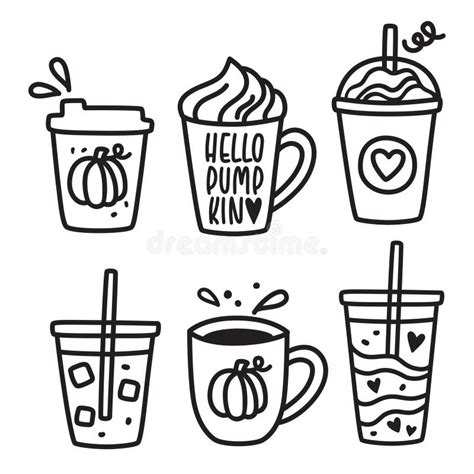 Fall Pumpkin Spice Latte Coffee Drink Vector Illustration Stock Vector - Illustration of drink ...