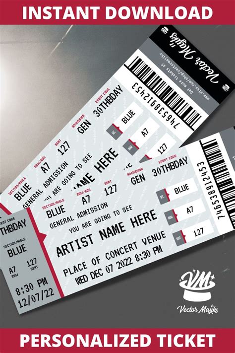 Concert Ticket Template Gift Certificate Personalized Event - Etsy in 2022 | Concert ticket ...