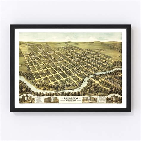 Ottawa Map 1872 Old Map of Ottawa Kansas Art Vintage Print - Etsy