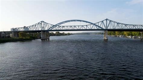 aerial view metal bridge across mississippi Stock Footage Video (100% ...