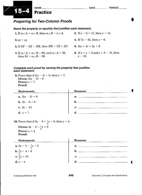 Beginning Geometry Proofs Worksheets