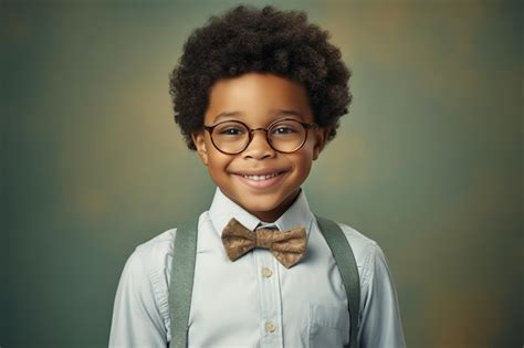 Premium AI Image | School pupil black boy in glasses on background with ...