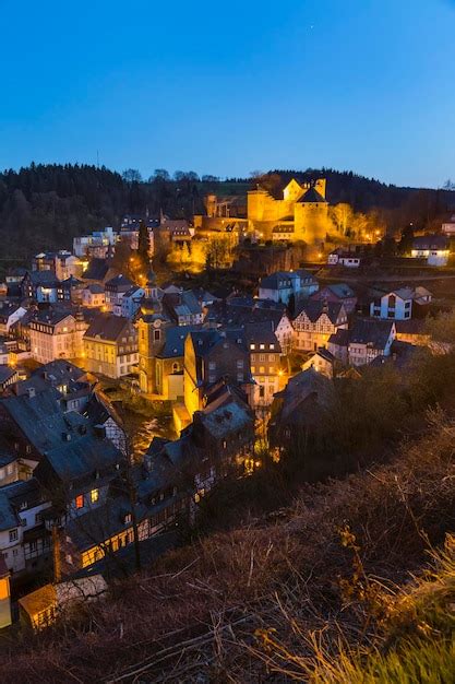 Premium Photo | Monschau and castle at night germany