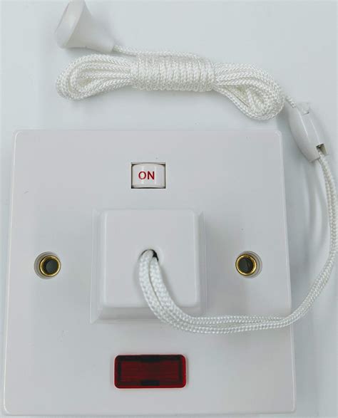 Buy Electric Shower Ceiling Switch with Pull Cord 45 Amp Double Pole Isolator Isolation White ...