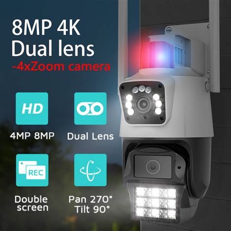 ANBIUX 8MP 4K Dual Lens Dual Screen CCTV Camera Wireless Outdoor IP Camera 4MP Color Night ...