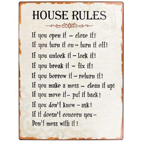 House Rules Tin Sign | Kitchen rules sign, House rules, House rules sign