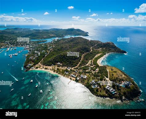 West Indies, Antigua and Barbuda, Antigua, aerial view, English Harbour and Windward Bay Stock ...