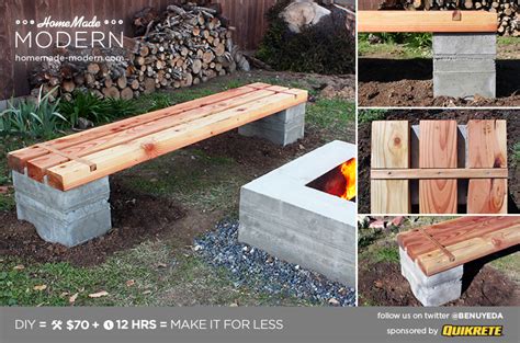 HomeMade Modern DIY Outdoor Concrete Bench Postcard | Garden bench diy ...