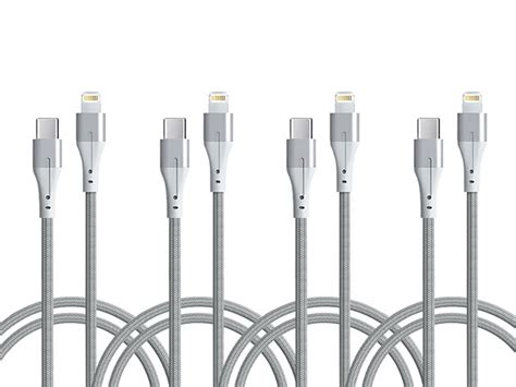 Braided MFI Certified USB-C to Lightning Cable 2M (White/4-Pack) | TechHive