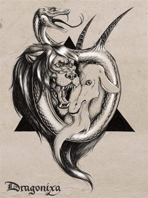 Tattoo design: Surreal Chimera by Dragonixa2 on DeviantArt