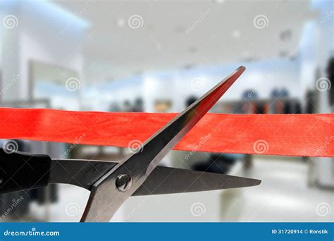 Shop Grand Opening - Cutting Red Ribbon Stock Photo - Image of happiness, launch: 31720914