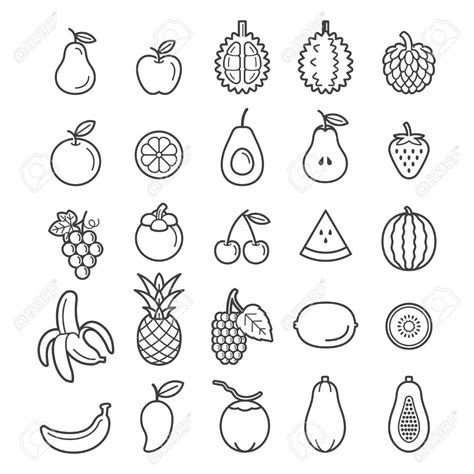 Icon Icons Fruit Fruits Outline Outlines Drawing Drawings Sketching | The Best Porn Website