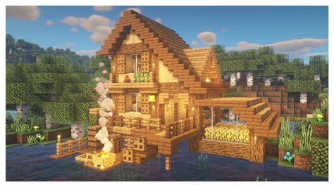 Wood Lake House Minecraft - Pixel Art Grid Gallery