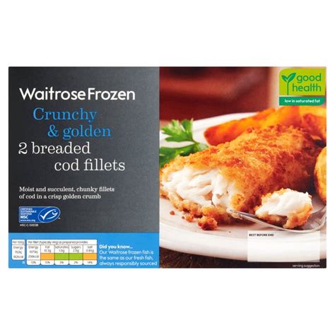 Waitrose 2 Frozen Breaded Cod Fillets 300g from Ocado