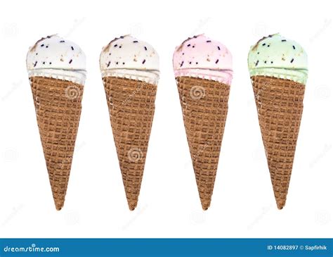 Four Conical Ice Cream Royalty Free Stock Photography - Image: 14082897