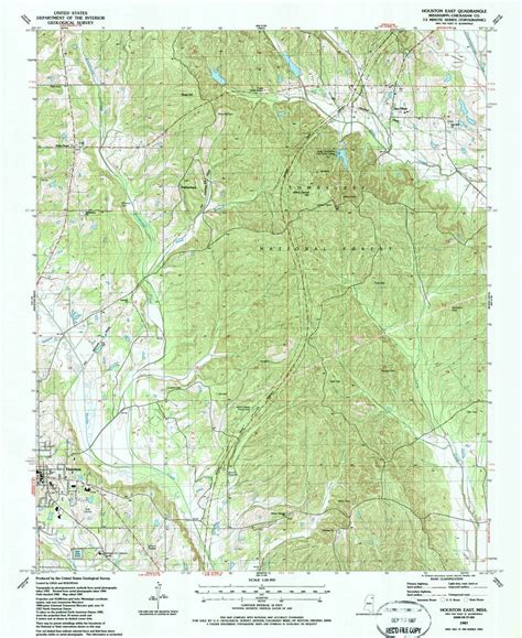 1987 Houston East, MS - Mississippi - USGS Topographic Map | Ms ...