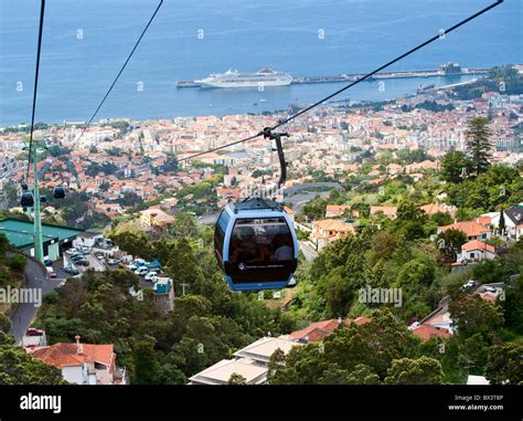 cable car ride overlooking the town of Funchal Madeira. Funchal coastline Stock Photo - Alamy