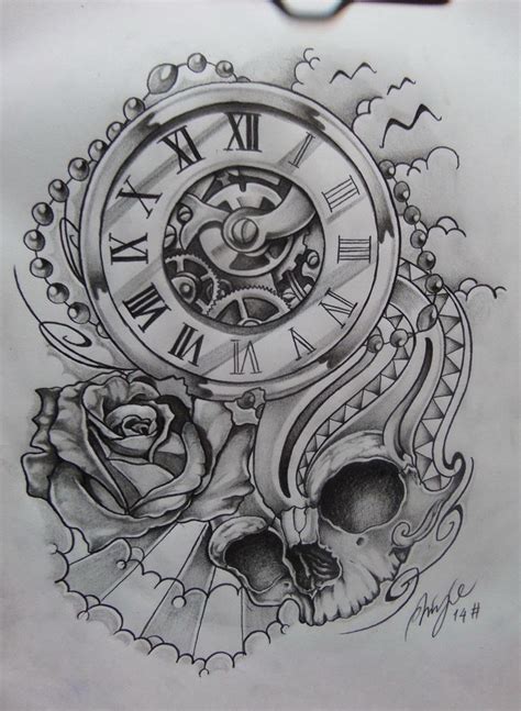 Skull tattoodesign | Time piece tattoo, Clock tattoo, Tattoo sleeve designs