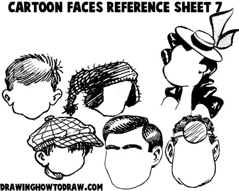 Cartoon Faces Reference Sheets and Heads Examples for Drawing Practice - How to Draw Step by ...