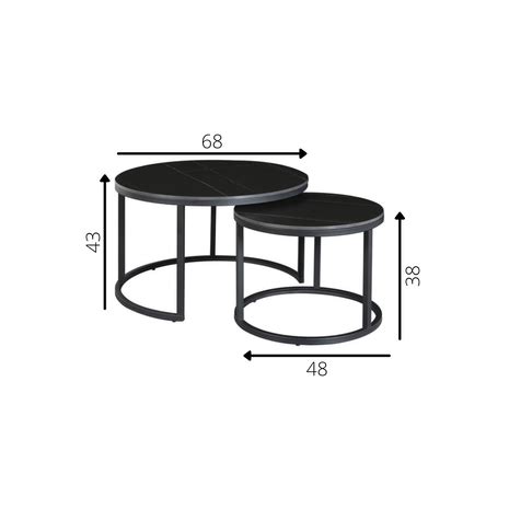 Industrial Coffee Table set of 2 Travor Black - Furnwise