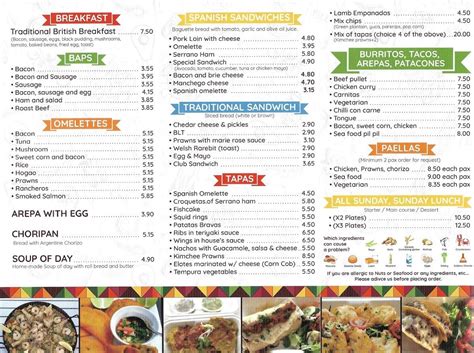 Menu at El Chiringuito Gourmet, Pwllheli