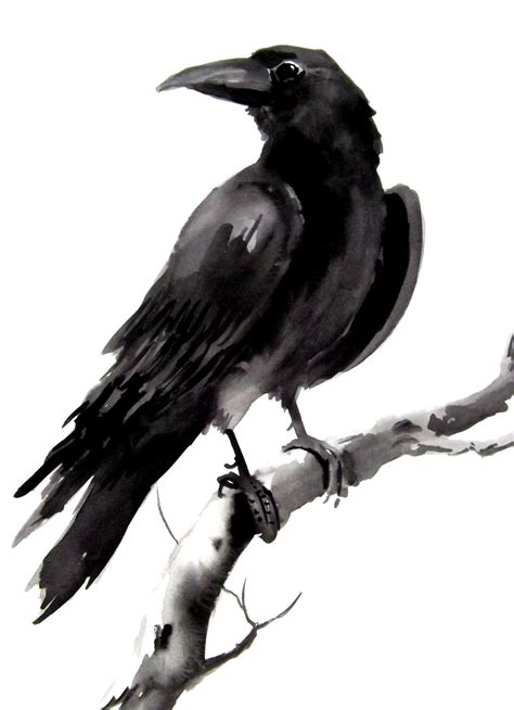 Crow, raven original watercolor painting 9 X 12 | Crows, Artwork and Dark