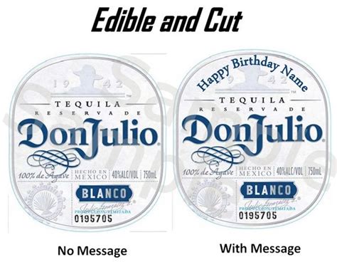 Don Julio Tequila Blanco EDIBLE Image for Desserts, Don Julio Edible Label, Don Julio ...