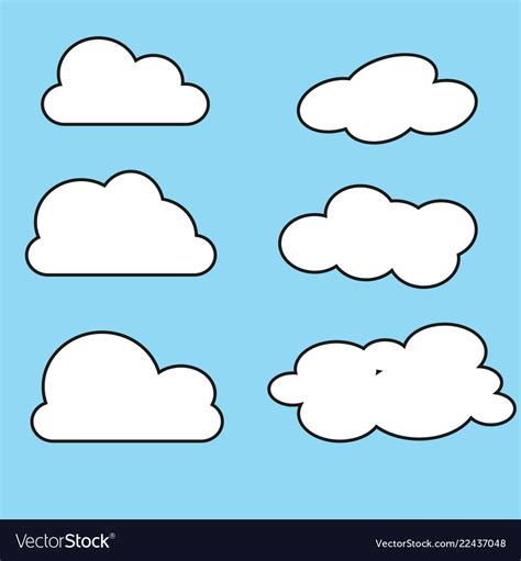 White cloud icon set fluffy clouds cute cartoon Vector Image