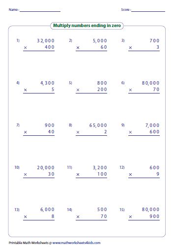 Multiplying Integers Worksheet