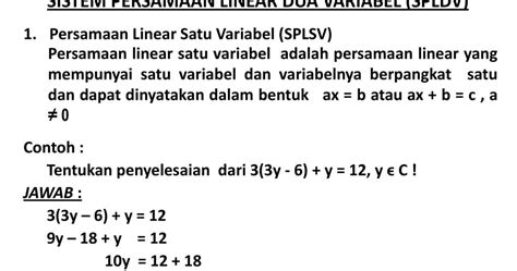 Teori Sistem Persamaan Linear 2 Variabel