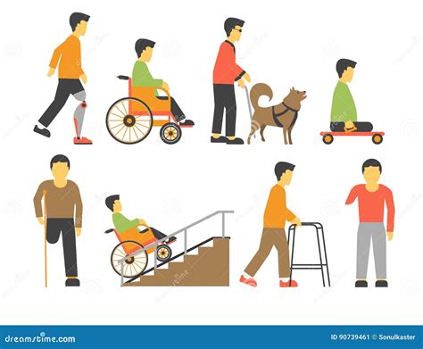 Handicapped People With Disability Limited Physical Opportunities Vector Icons | CartoonDealer ...