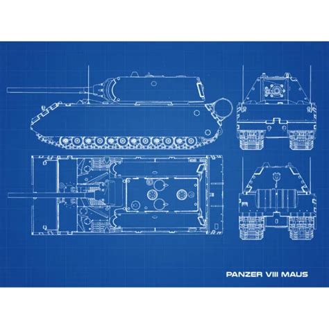 PANZER VIII MAUS Super-Heavy Tank Blueprint Plan Canvas Wall Art Print ...