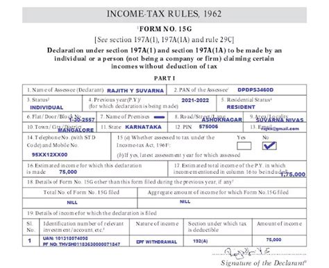 Form 15g Filled Form 2023 - Printable Forms Free Online