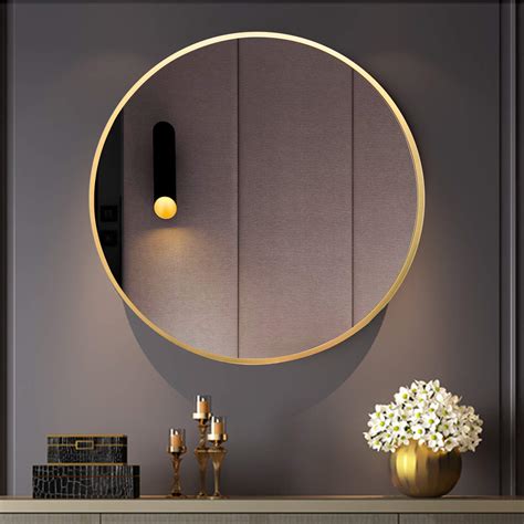 Buy BEAUTYPEAK Circle Mirror Gold 30 Inch Wall ed Round Mirror with Brushed Metal Frame for ...